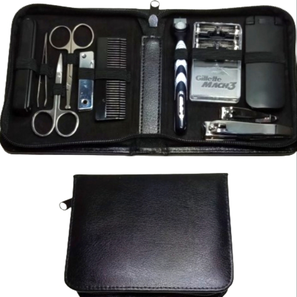 Gillette Grooming Toiletry Travel Kit With Leather Case